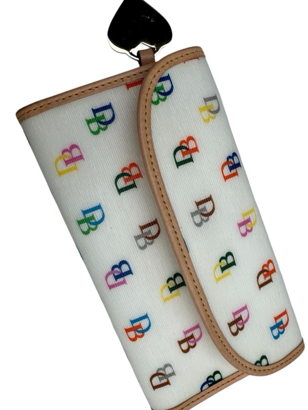 Dooney & Bourke Multicolor DB Monogram Wallet with Tan Trim